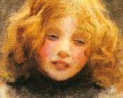 Head study of a young girl - 亚瑟·约翰·埃尔斯利